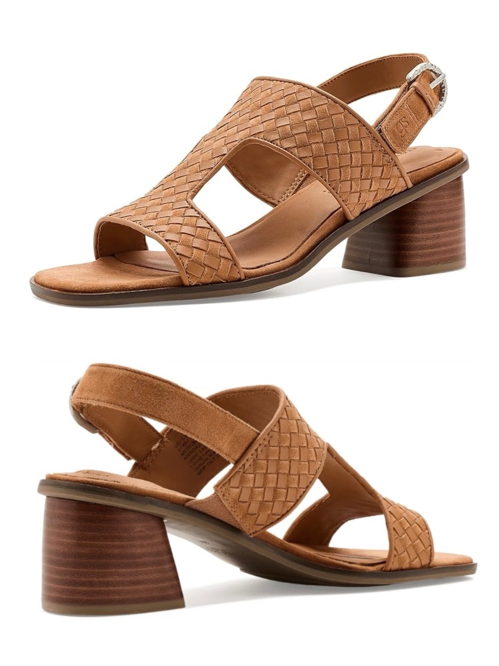 $189 Gentle Souls Manda Brown Woven Leather Square Toe Block Heels Sandals Sz 9